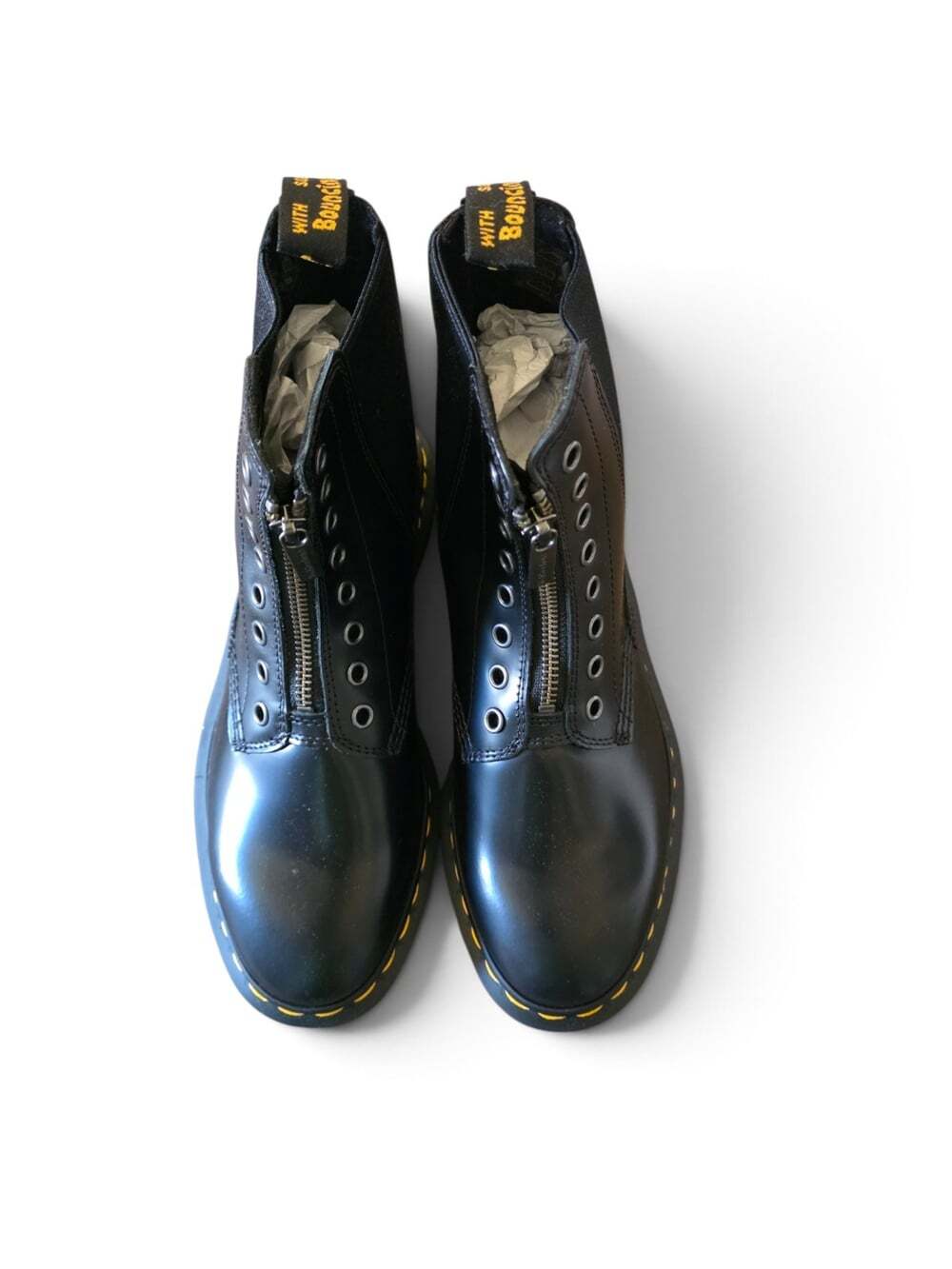 Dr. Martens 1460 Gusset Polished Smooth Zip Chelsea Boots Black Women 7 - Picture 13 of 16